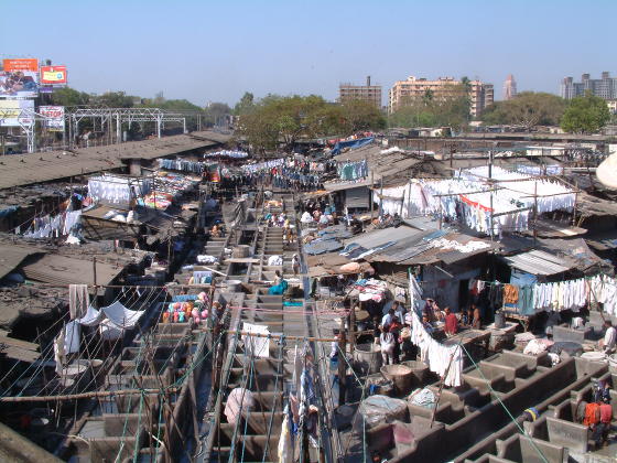 A crowded shanty area in India